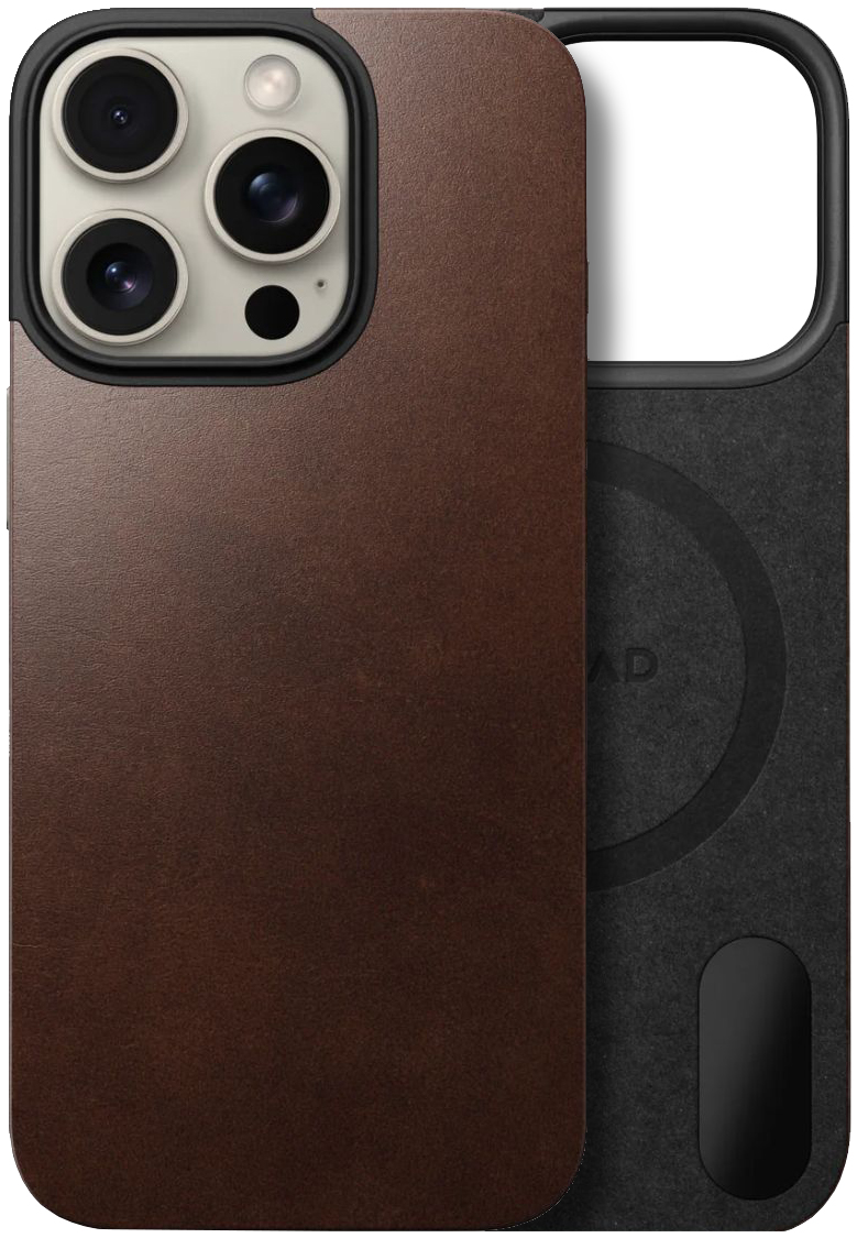 Nomad Magnetic Leather Rustic Brown Horween for iPhone 16 Pro Max